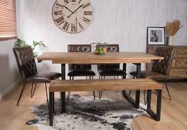 Double duty your modern dining chairs will likely act as additional seating all over your house. Industrial Reclaimed Extending 6 Seater Dining Bench Set Aged Leather Chairs Casa Bella Furniture Uk