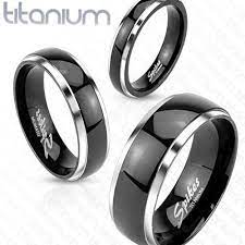 Elegant Two Tone Black Titanium Ring With Mirror Polished Stepped Edges Available In 4mm 6mm 8mm Couple Ring Titanium Rings For Men Black Titanium Ring Titanium Rings