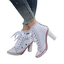 Basket femme avec talon compensé 2,5 cm. Ochenta Femme Bottine Basket Talon Bloc Hauteur 8cm Lacets En Toile Sneakers Cheville