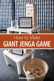 Make A Giant Jenga Game To Play In The Backyard Or As A Fun Guestbook For A Wedding Woodworking Workshop Game Giant Jenga Game Jenga Game Giant Jenga