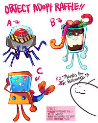 뫄🤍💚🖤 | Comms open! on X: 🍷OBJECT ADOPT RAFFLE!! 🍷 Hi!! thanks for  3.2K followers, the rules are the same as last time :] you need to FOLLOW  me + RT this