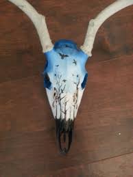Sale Real Hand Painted Deer Skull With Horns Deer Skull Art Painted Deer Skulls Deer Skulls
