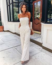 Black And White Striped Jumpsuit Outfit Ideas Striped Seersucker Romper Jumpsuit I Would Add Sleeves Of Some Kind Though Maybe Tie Sleeve Or Even A Little Tie B Summer Trends Outfits Fashion Cute Outfits