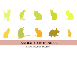 Download Silhouette Of Yellow Cats Bundle Graphic By Themagicboxart Creative Fabrica PSD Mockup Templates