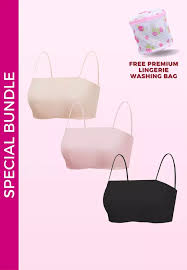 Buy Kiss & Tell 3 Pack Premium Agnes Ice Silk Bralette Inner Top Tube Top  in Nude, Pink and Black 2025 Online