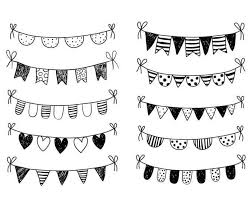 Birthday Banner Clipart Black And White Handgezeichneten Bunting Clipart Doodle Ammer Scrapbooking Kommerzielle Nutzung Von Hand Gezeichnet Girlande In 2020 Banner Clip Art Handmade Poster How To Draw Hands