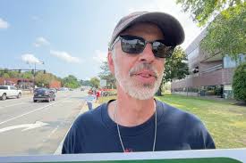 8/16/2025 North Andover, MA Citizens stood out to protest Trump's policies.  More photos at https://tinyurl.com/268e8akb A few of them had this to say:  “People need to know they are not alone.” “Abraham