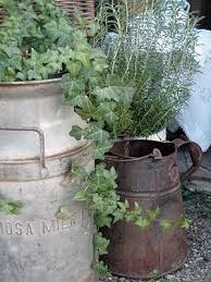 In The Novel Shabby Chic After All Julia Plants In All Sorts Of Vintage Containers Www Kirstenfullmer Com Garten Deko Garten Garten Pflanzen