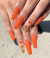 Today, let's take a look at 18 pretty orange nail designs for girls! Follow Plz Nailz Zone Nailz Zone Nailz Zone Nailz Zone Orange Nail Art Orange Nails Orange Acrylic Nails