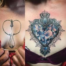 Before And After Chest Cover Up Tried To Make It As Small As Possible So We Don T Have To Do Full Chest Piece V Cover Up Tattoos Tattoos For Women Up
