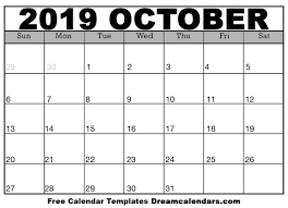October 2019 Calendar Template With Images Calendar Template 2019 Calendar Calendar