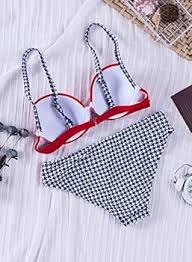 ايستايلش بدلة سباحة بيكيني مبطنة للنساء مكونة من قطعتين بتصميم بوش اب، لون  احمر، مقاس M : Amazon.ae: ملابس وأحذية ومجوهرات