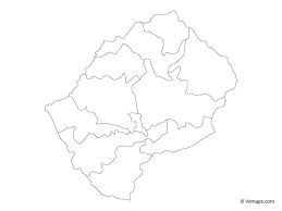 Physical map of lesotho showing major cities, terrain, national parks, rivers, and surrounding countries with international borders and outline maps. Outline Map Of Lesotho With Districts Free Vector Maps Map Vector Lesotho Map