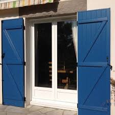 Volets Battants Barres Et Echarpes Z Sur Porte Fenetre Avec Soubassement Volet Battant Pvc Volet Battant Volet