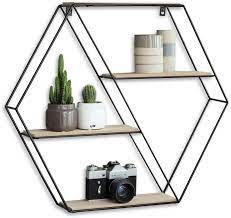 4.4 out of 5 stars 6. Lifa Living Hexagonal Wall Shelf Made Of Metal Or Metal Wood With 4 Shelves Black Vintage Kitchen Rack With 4 Shelves Spice Board Spice Rack 58 X 51 X 11 Cm Amazon De Home Kitchen