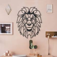 Lion Head 2020 Duvar Sanati Siyah Boya Hayvan Dekoru
