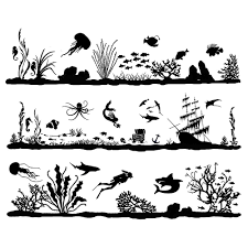 Background Ocean Floor Clipart Black And White Clipart Ocean Floor Silhouette Google Search Ocean Scenes Glass Decals Fused Glass