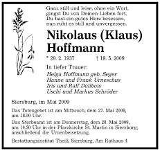 Traueranzeigen von Nikolaus Hoffmann