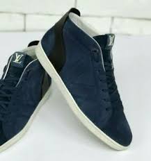 Details About Louis Vuitton Sneakers Blue Navy Suede Size 8 1 2 Lv 9 1 2 Us 42 5 Eur