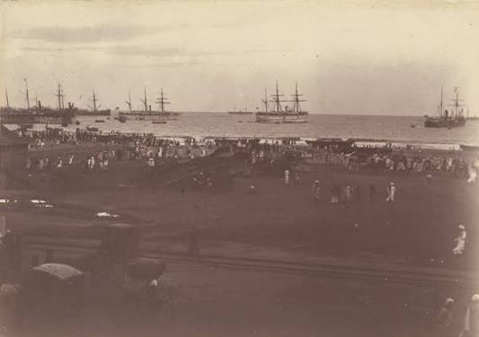 RBSI - The Indian Troopships "Clive" and "Tenasserim" in Madras Harbour - 1885. Photograph of the Indian Troopships S.S.Clive and S.S. Tenasserim in the harbour at Madras (Chennai), Tamil Nadu, taken by Wil
