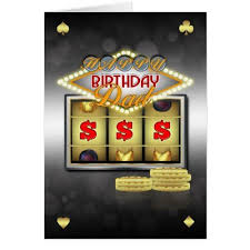 Dad Birthday Greeting Card Casino Theme With Slots Zazzle Com Birthday Greeting Cards Birthday Greetings Custom Holiday Card