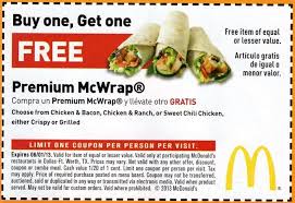Mcdonalds Bogo Free Mcwrap Printable Coupon Mcdonalds Coupons Printable Coupons Coupons