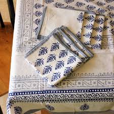 Hand Block Printed Pure Cotton Table Cloth With Leaf Design Etsy Block Print Hand Block Printed Table Cloth