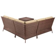 Some furniture may also be waxed, utilizing a circular motion, furniture wax, and a soft. Hampton Bay Cambridge 4 Piece Brown Wicker Outdoor Patio Sectional Sofa And Table With Cushionguard Graphite Dark Gray Cushions H173 01429300 The Home Depot