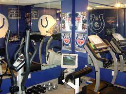 Cool Home Gym Design Ideas Blue Exercise Room With Indianapolis Colts Design Home Inspiration Home Gym Design Workout Rooms Dream Home Gym