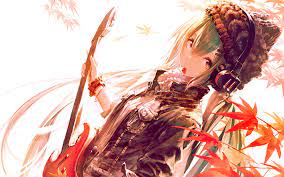 Download Wallpapers Hatsune Miku Autumn Guitar Manga Vocaloid Besthqwallpapers Com Hatsune Miku Hatsune Vocaloid
