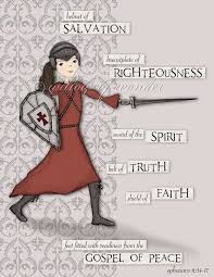 Light Skinned Warrior Girl Ephesians 6 Full By Willowofwonder Scripture Art Print Armor Of God Scripture Art