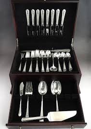 Art deco neptune pattern sterling silver flatware set by black, starr, & gorham. 51pc Sterling Silver Towle Old Brocade Flower Design Flatware Etsy