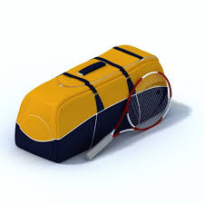 Yellow And Blue Sport Bag With A Tennis Racket By Evermotion Highly Detailed Model Of Sport Equipment With All Textur Sport Bag Tennis Racket 3d Printed Metal