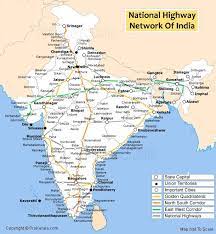 National Highways In India Golden Quadrilateral North South And East West Corridor Geography Map India World Map Ancient India Map