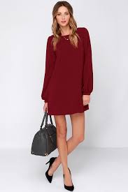 Perfect Situation Burgundy Long Sleeve Shift Dress Long Sleeve Mini Shift Dress Long Sleeve Shift Dress Mini Shift Dress