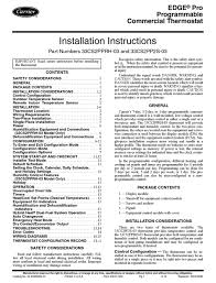 Read the steps and learn how to test, and fix your thermostat in your home! Carrier Edge Pro Installation Instructions Manual Pdf Download Manualslib