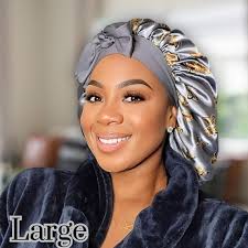 Handmade Satin-lined Stretch Tie Satin Bonnet in the Color Gray  Butterflies- Satin Hair Protection for All Hair Types and Textures