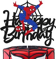 Black and red spiderman cake. Buy Spider Man Cake Topper For Spider Man Cartoon Themed Happy Birthday Cake Decor Kids Boy Birthday Party Supplies Black Decorations Online In Turkey B08xbntpld