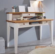 Schreibtisch mit aufsatz und 3 schubkästen, kiefer massiv, modell doreen. Schreibtisch 124cm Massivholz Kiefer