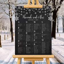 Winter Wedding Seating Chart Snowflakes Minimalist Wedding