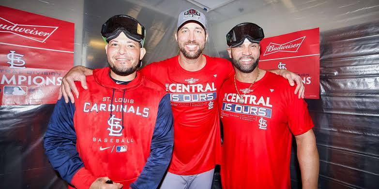 A celebration of Adam Wainwright, Yadier Molina and Albert Pujols