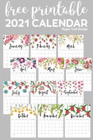 Free Printable 2021 Floral Calendar Paper Trail Design In 2020 Free Printable Calendar Calendar Printables Printable Calendar Template