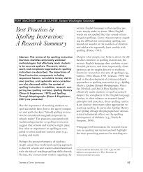Https Www Nifdi Org Research Journal Of Di Volume 1 No 2 Summer 2001 428 Best Practices In Spelling Instruction A Research Summary File