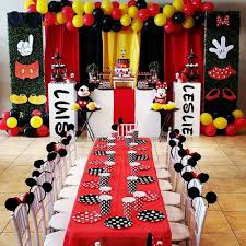 Check Out This Fun Mickey Minnie Birthday Party The Table Setting Mickey Mouse Birthday Decorations Mickey Mouse Themed Birthday Party Minnie Birthday Party