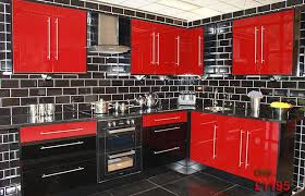 Red Used Kitchen Cabinets Black Tile Wall Design Apron Front Kitchen Sinks Kitchen And Cabinet Lightin Used Kitchen Cabinets Kitchen Design Black Kitchen Decor