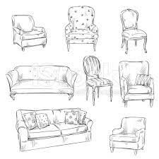 Set Of Hand Drawn Chairs And Sofas Vector Illustration Furniture Sketch Furniture Design Sketches Drawing Furniture