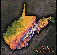 West Virginia Elevation Map West Virginia Map | Colorful Hills, Mountains, And Topography