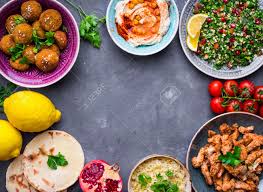 Place the eggplant slices on a lightly oiled baking pan, drizzle generously with olive oil. Assorted Middle Eastern Dishes And Meze Background Tabbouleh Stock Photo Picture And Royalty Free Image Image 80508052
