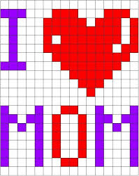 The Card And The Card For Mother S Day Card In Pixel Art I Love Mom In 2020 Pixel Art Graph Paper Designs Plastic Canvas Patterns