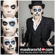 Schminkanleitung Dia De Los Muertos Make Up Halloween Kostum Manner Halloween Make Up Manner Halloween Ideen